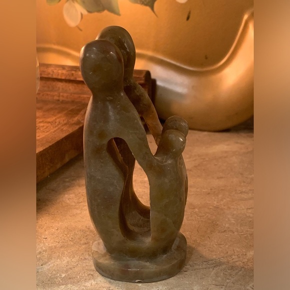 vintage African Kenya mid-century modern family abstract statue sculpture art - Picture 2 of 7